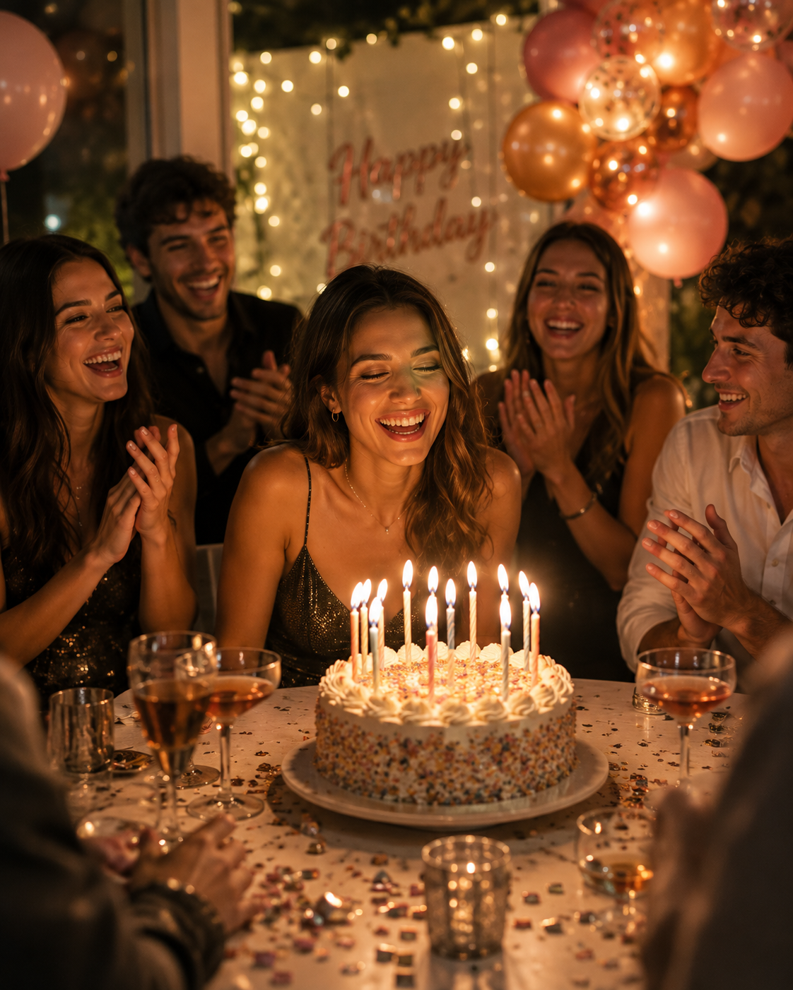 Festa di compleanno con torta e candeline